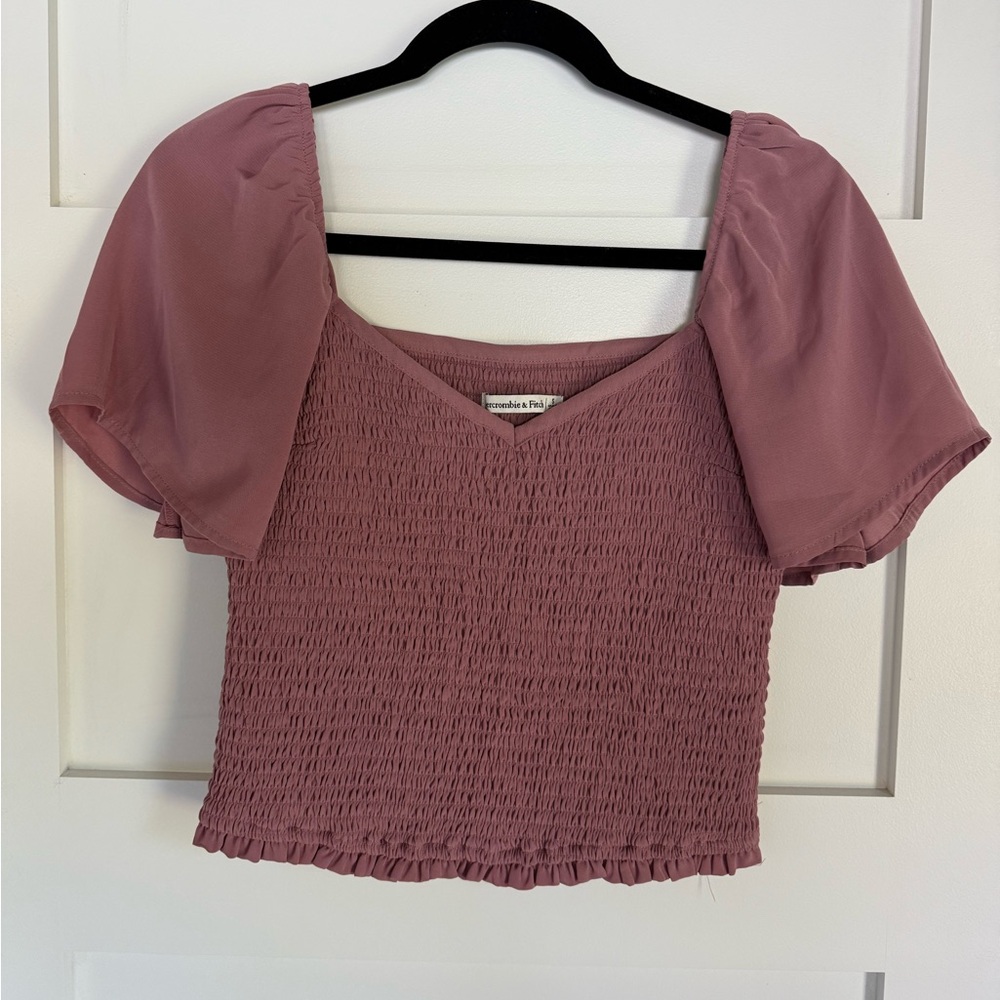Abercrombie & Fitch Dusty Pink Smocked Blouse